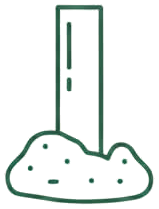 Fence post and concrete base icon for fence removal pricing
