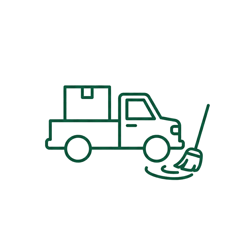 Haul-away service with heavy lifting included and a final sweep-up