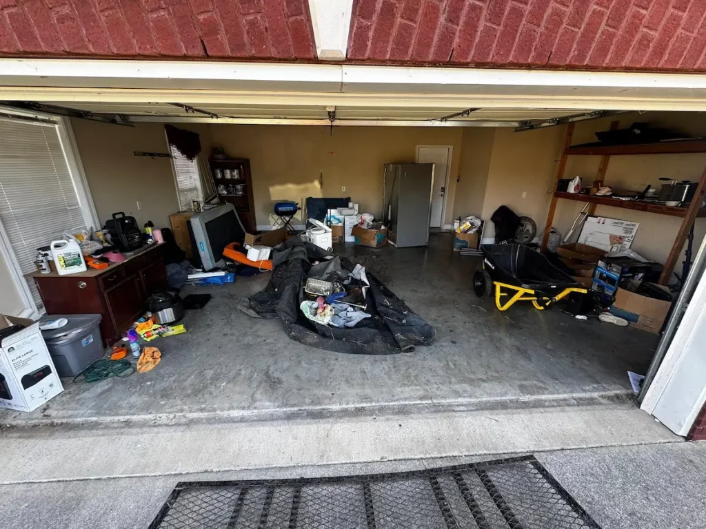 Before photo of a garage cleanout in Spring Hill, TN with clutter before junk removal