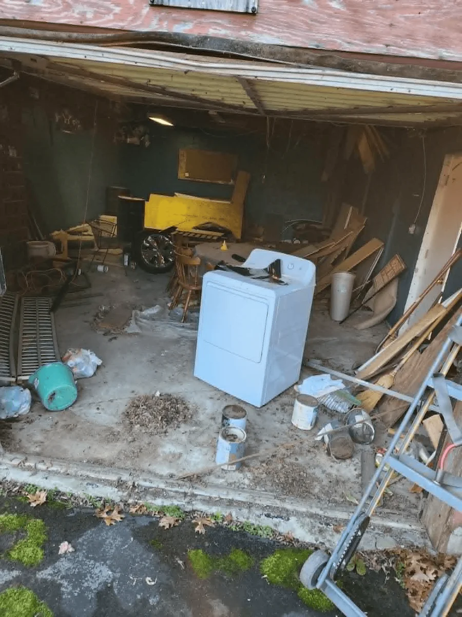 Before photo of a garage cleanout in Pulaski, TN
