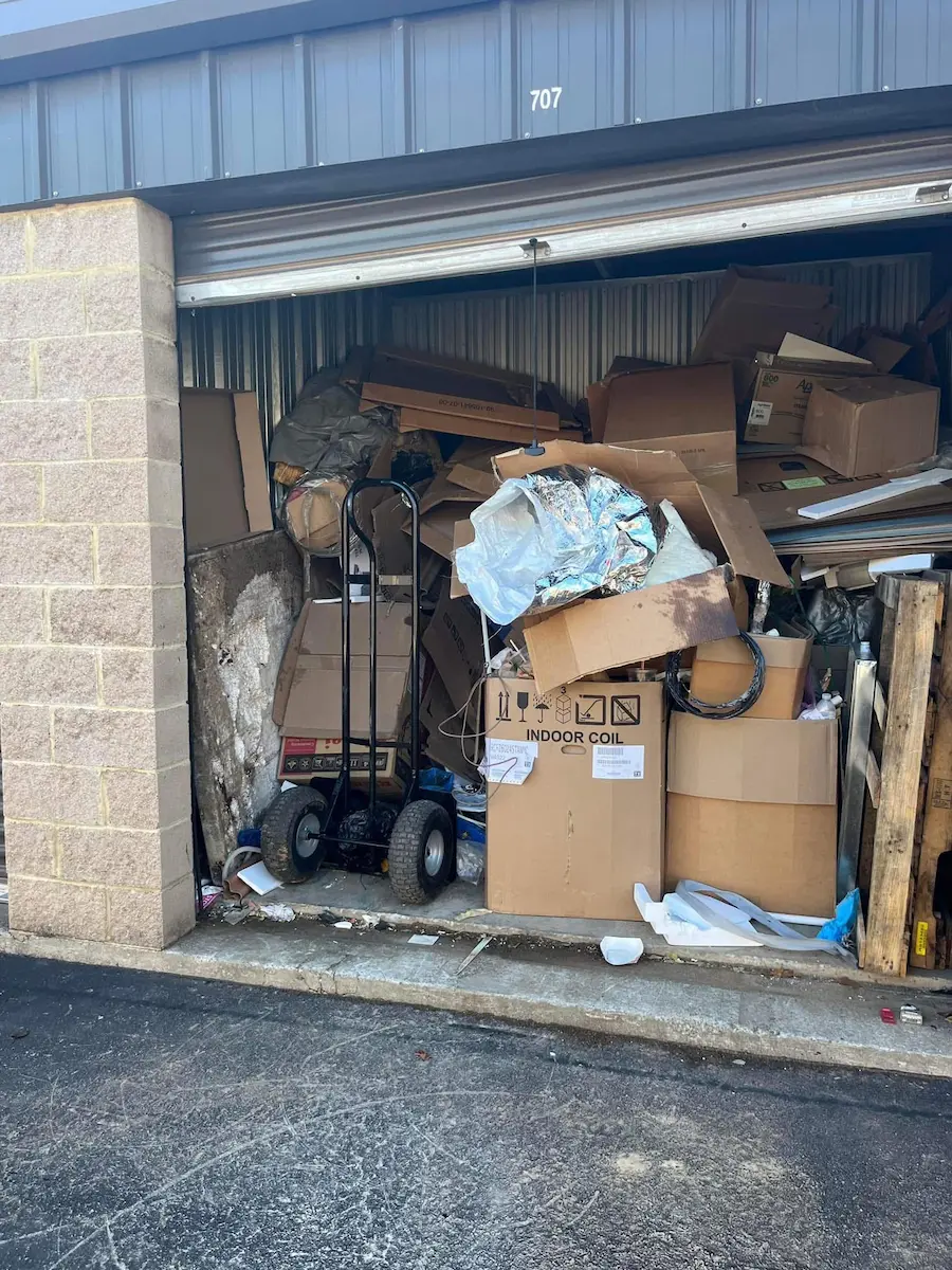 Before photo of a storage unit cleanout in Brentwood, TN with items before removal