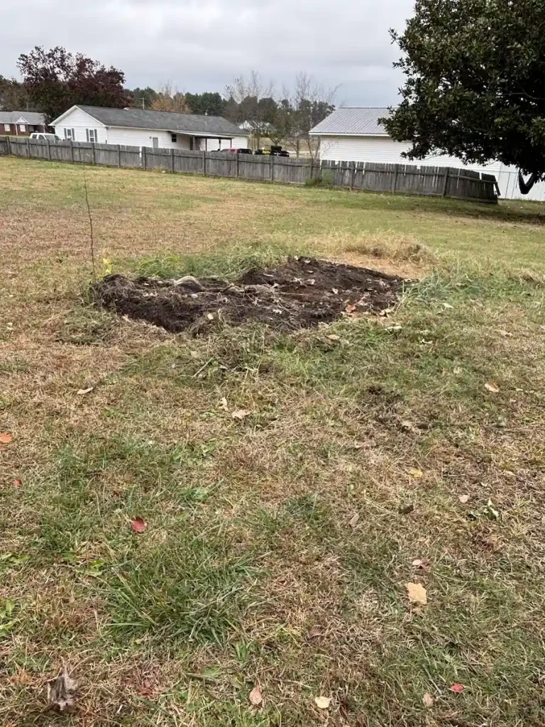 After photo of construction debris cleanup in Ardmore, TN showing the area cleared