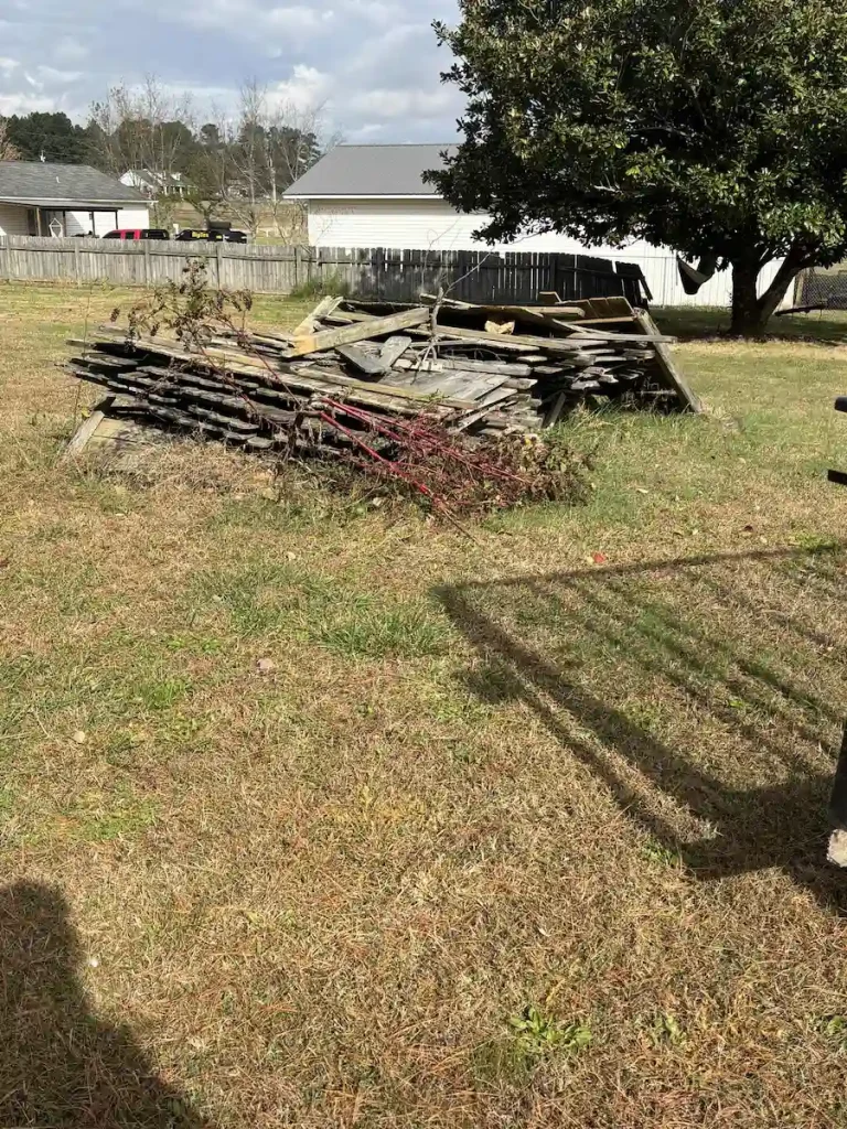 Before photo of construction debris cleanup in Ardmore, TN