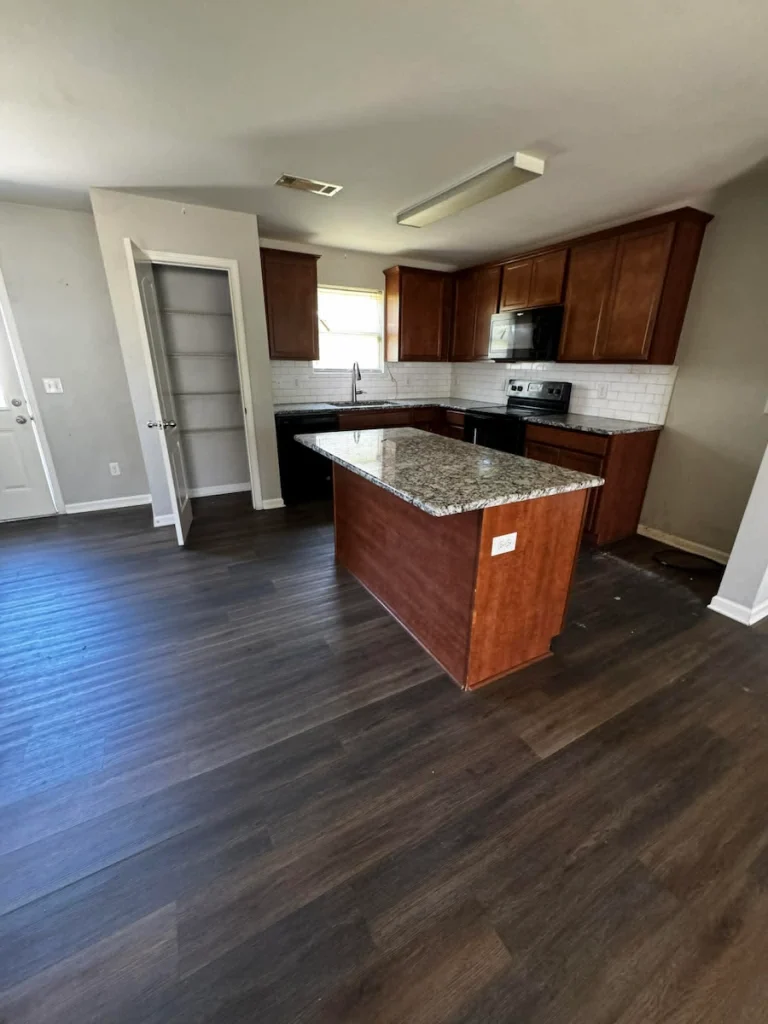After photo of a foreclosure kitchen cleanout in Columbia, TN showing the kitchen cleared