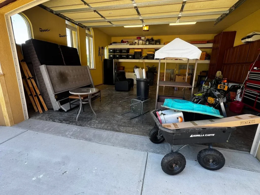 Before photo of a garage cleanout in Chapel Hill, TN with clutter before junk removal