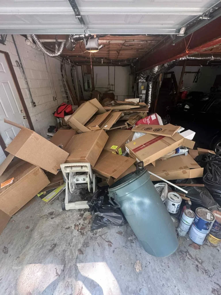 Before photo of a garage cleanout in Pegram, TN with clutter before junk removal