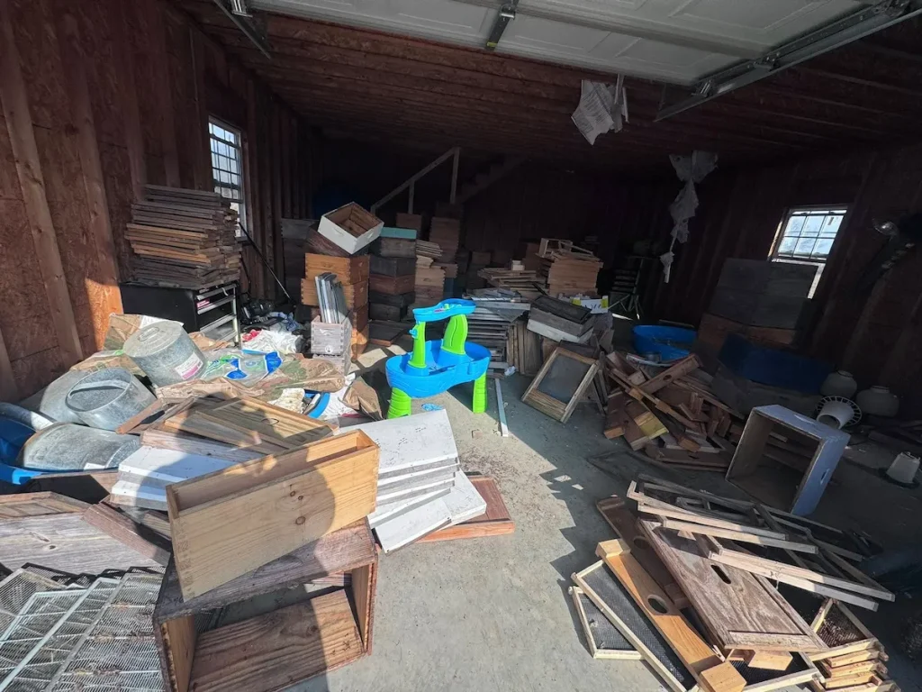 Before photo of a garage cleanout in Prospect, TN with clutter before junk removal