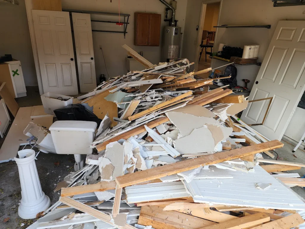 Before photo of a garage construction debris cleanout in Franklin, TN