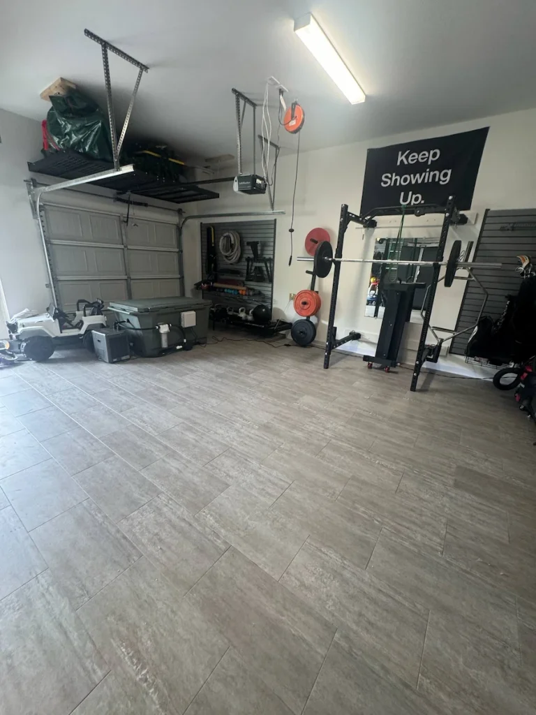 After photo of a garage cleanout in Thompson’s Station, TN showing the garage cleared out